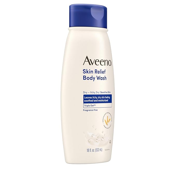 Aveeno Skin Relief Body Wash, Fragrance-Free with Triple Oat complex, Gentle Daily Cleanser for Sensitive Skin Leaves Itchy, Dry Skin Feeling Soothed & Moisturized, Soap-Free, 18 fl. oz