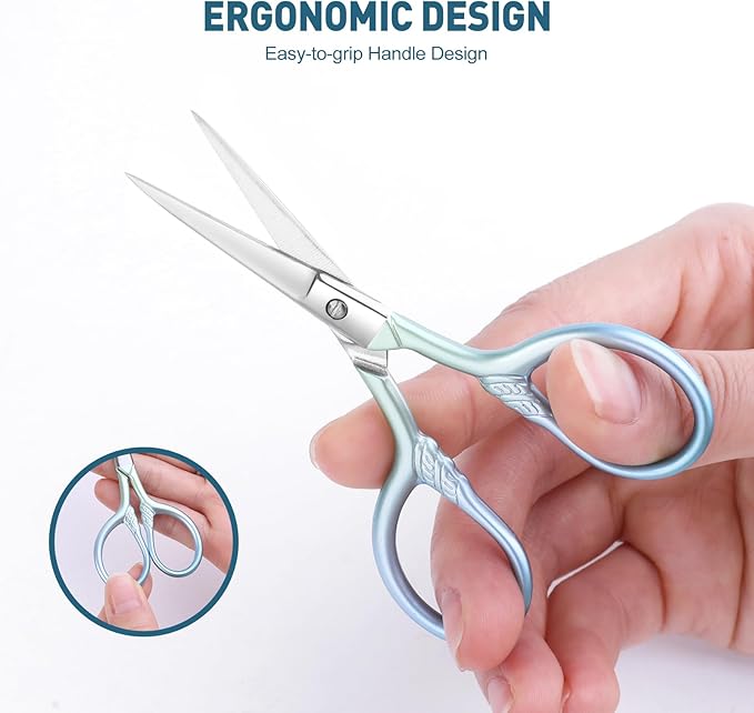 2PCS Vintage Style Scissors - Small Vintage Sharp Detail Shears for DIY Craft, Sewing, Artwork,scissors yarn Needlework Yarn, Fabric Cutting, Thread Snips Color Titanium