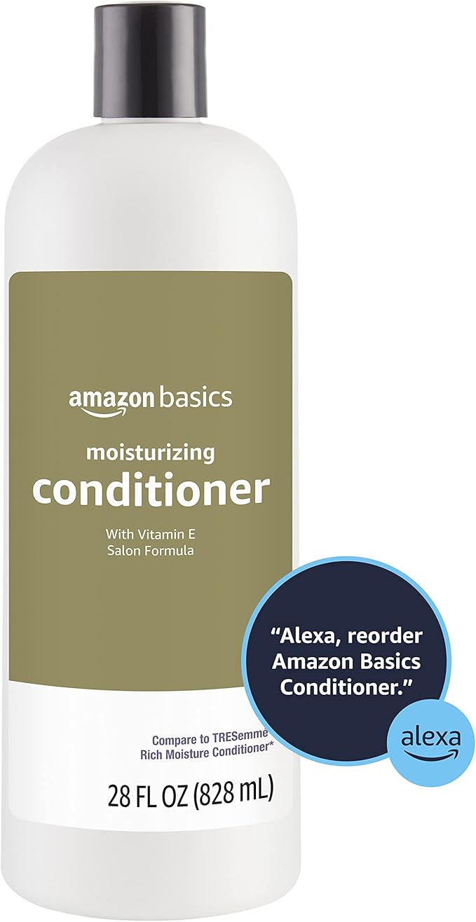 Amazon Basics Moisture Rich Conditioner for Dry and Damaged Hair, Nourishing, Softens, with Vitamin E, 28 Fluid Ounce