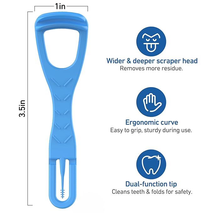 RAZOKO Tongue Cleaner with Safe Fold-Back Interdental Brush,100 Count BPA Free Disposable Tongue Scraper,Hygienic Scraper for Clean Tongue & Promote Fresh Breath (100 Count)