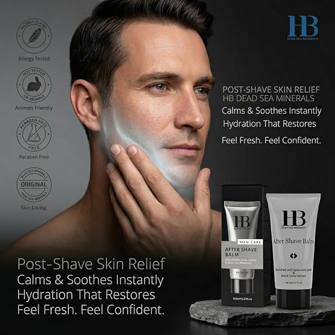 After Shave Balm for Men with Hyaluronic Acid & Black Caviar – Soothing Hydrating Post-Shave Moisturizer, Lightweight, Non-Greasy, 150ml