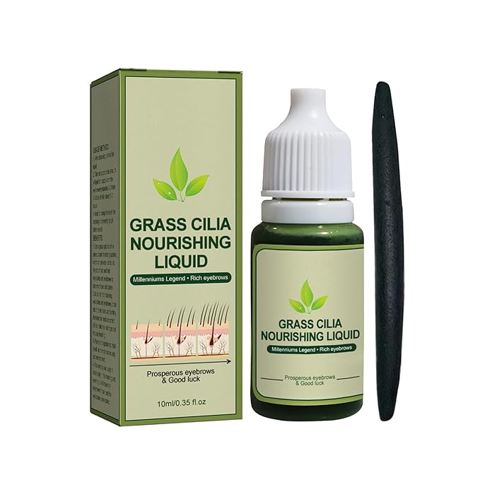 10ml Grass Cilia Nourishing Liquid for Eyelash & Eyebrow Growth – Natural Hair Serum to Thicken Lashes, Brows, Beard & Hairline