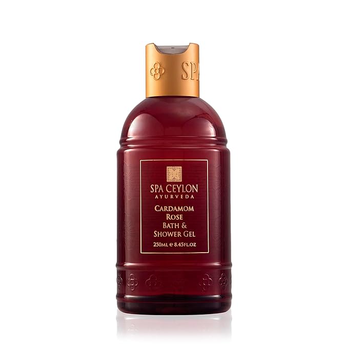SPA CEYLON Cardamom Rose Bath and Shower Gel | Luxurious Herbal Bath Wash with Aloe Vera, Coconut & Himalayan Rose | Uplifting & Nourishing | for All Skin Types