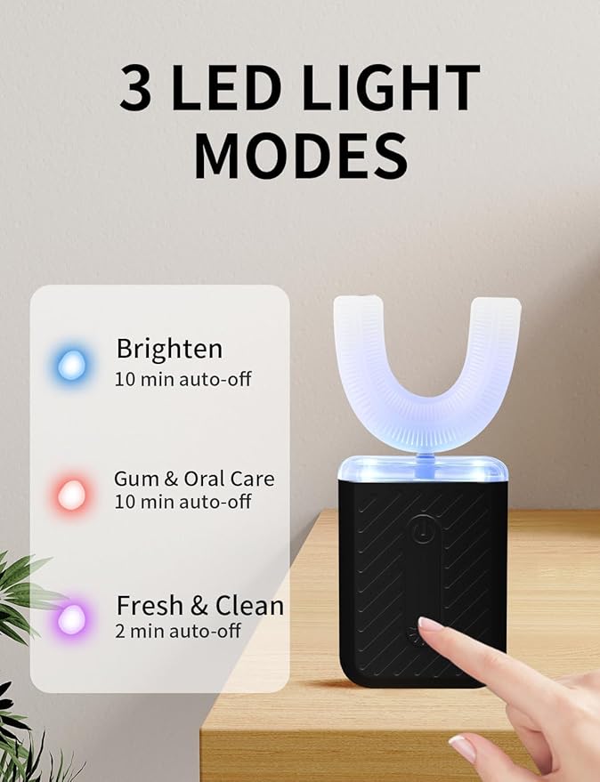 U-Shaped Electric Toothbrush for Adults, Toothbrush with IPX7 Waterproof, Adult Electric Toothbrush with 4 Clean Modes