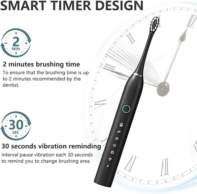 Electric Toothbrush with 4 Brush Heads 6 Modes Smart Timers IPX7 Waterproof USB Rechargeable 42000VPM Adults Toothbrush Set Travel Toothbrush Rechargeable Portable 4 Brush Heads Pink