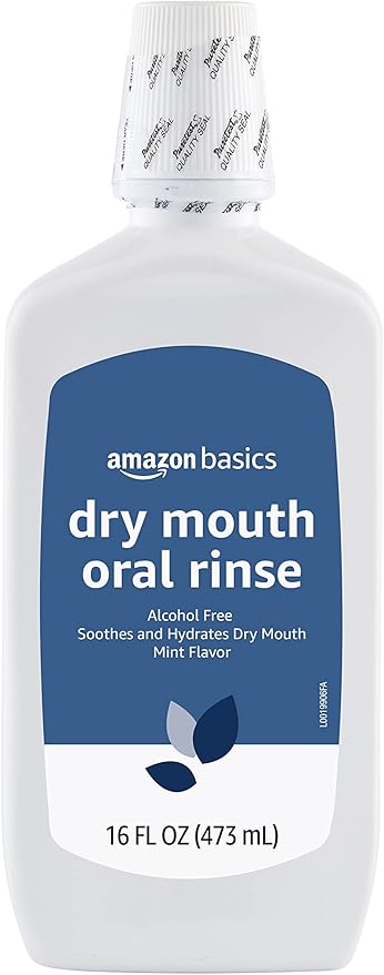 Amazon Basics Dry Mouth Oral Rinse, Alcohol Free, Mint Flavor, Soothes and Hydrates, 16 Fluid Ounces, 1-Pack (Previously Solimo)