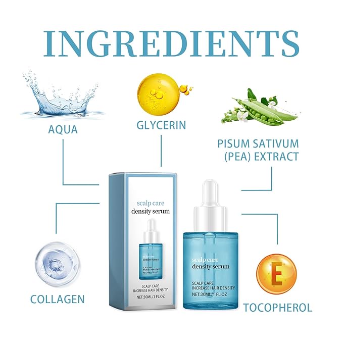 30ml Scalp Care Density Serum for Hair Growth – Reduces Hair Shedding, Thickens Thin Hair & Strengthens Roots with Natural Pea Extract, Collagen & Vitamin E