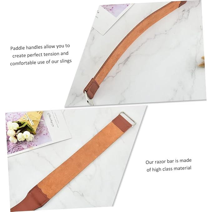 Straight Strop Dual-sided Artificial Leather Sharpening Strap for Manual Shaver for Home and Barber Shop Use Practical Hair Removal Tool Hanging Eyelet