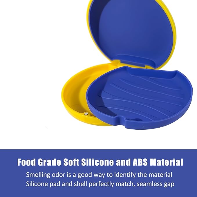 2PCS Retainer Case Compatible with Invisalign,Cute Slim Aligner Case,Customized Magnetic Closure Orthodontic Retainer Cases (2 Pack Yellow + Navy Blue Silicone)