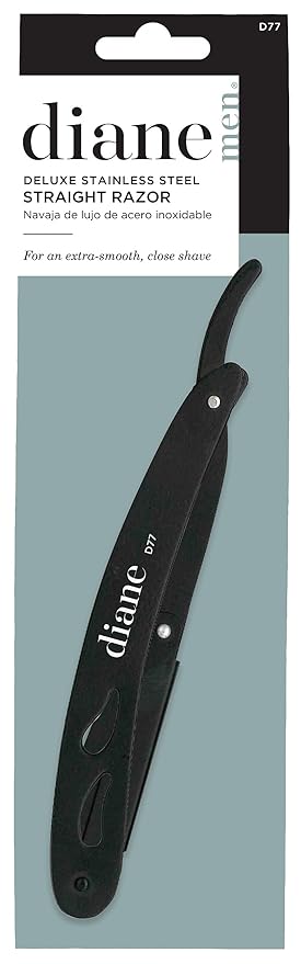 Diane Professional Straight Edge Shaving Razor, Black, 0.15 lb (Pack of 2)