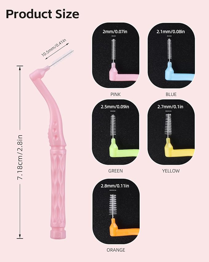 50 PCS Braces Brush for Cleaner, Interdental Brushes, Dental Brushes Between Teeth, Braces Flossers, 5 Colors for Dental Tooth Flossing Head Teeth Cleaning Tool