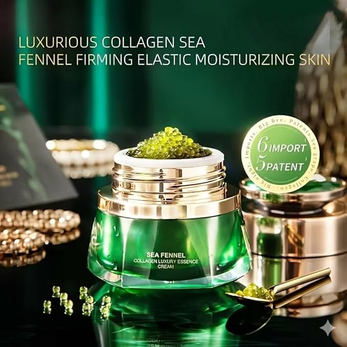 NAO Sea Fennel Collagen Cream Essence, Hypoallergenic Lightweight Gel, Deep Hydration for All Skin Types, Unisex Facial Skincare, Luxury Packaging with Gold Accents