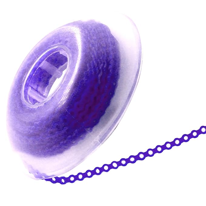 LA MIERE 1 Roll Orthodontic Rubber Chains, Braces Power Chains consisted force in closed, short, long 15'' spools (Sjprt, 0.136’’(3.3mm), Deep Purple