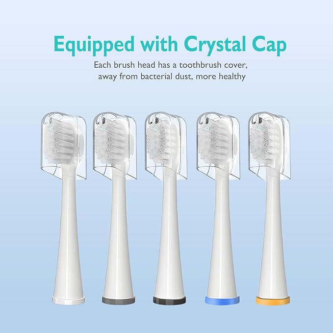 Replacement Brush Heads for Sonic Fusion 2.0 - Flossing Toothbrush Head with Color-Coded Rings & Hygienic Caps - 5 Pack White Hard Bristles - Compact Size