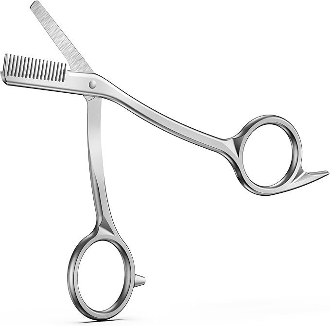 FERYES Eyebrow Trimmer Scissors with Combs, Stainless Steel Scissor & Comb in One, Precision Eyebrow Trimming Scissors for Women and Men