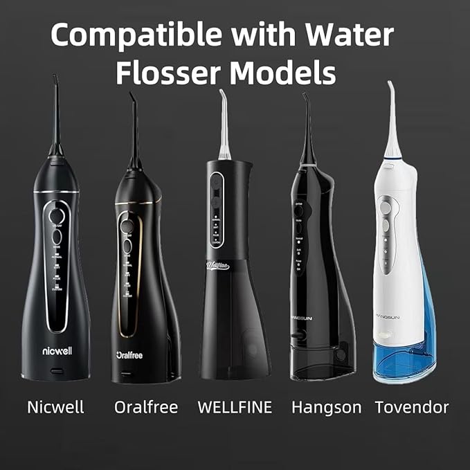 Replacement Heads for Nicwell, Oralfree, WELLFINE, Hangsun, Tovendor Water Flosser, Replacement Periodontal/Pocket Tips Oral Irrigator Jet Tip