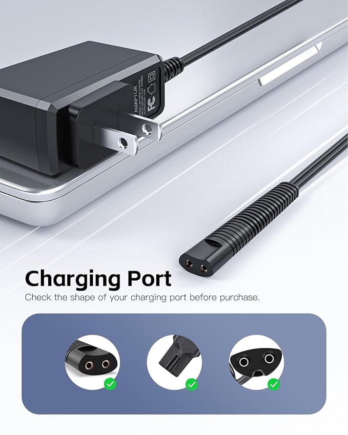 Superer 5FT Charger Fit for Braun Shaver Series 9 7 5 3 1, 310s 3040s 9577cc 9517s 7085cc 12V Charging Cord Replacement for Braun S3 S5 S7 S9 Electric Razor Shaver Trimmer Wall Power Adapter
