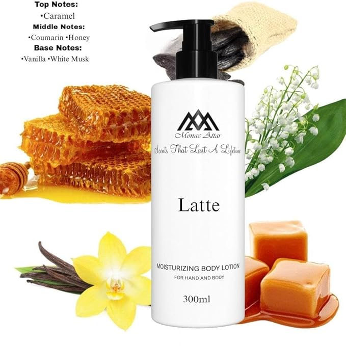 Monac Latte Lotion Inspired by Bianco Latte, Eau De Parfum, 10 oz/300ml, Unisex, Long Lasting, Luxury Made Affordable