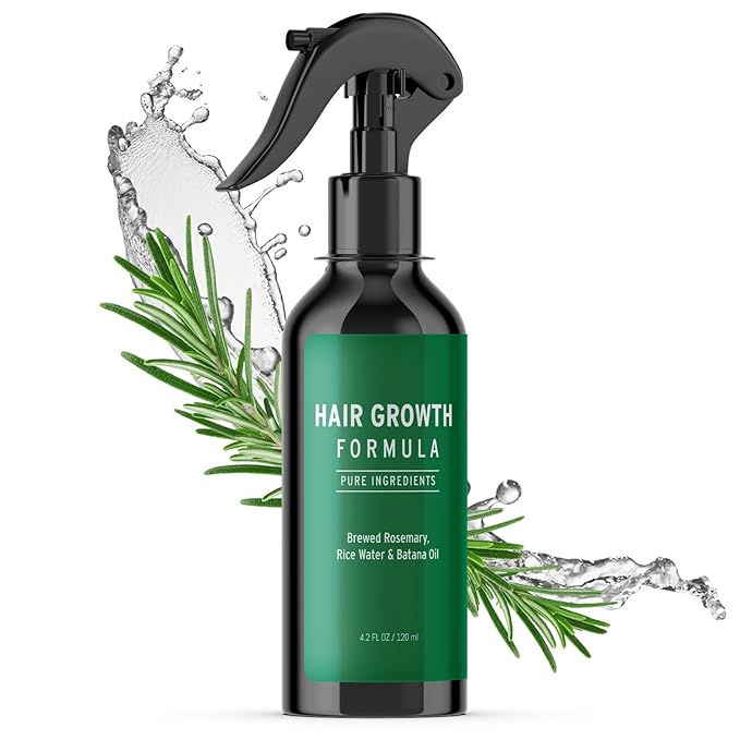 Rosemary Water Spray for Hair Growth, Rosemary Hair Growth Scalp Spray With Rice Water & Batana Oil, Biotin, Citrus Peel and Mint to Strengthen Strands and Promote Hair, 4.2 fl oz