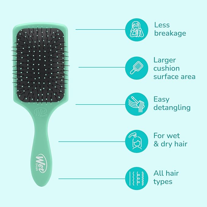 Wet Brush Paddle Detangler Hair Brush, Amazon Exclusive Aqua, Ultra-Soft IntelliFlex Bristles with AquaVent Design, Great For Treatment & Mask Application, Women, Men, Wet, Dry and Damaged Hair