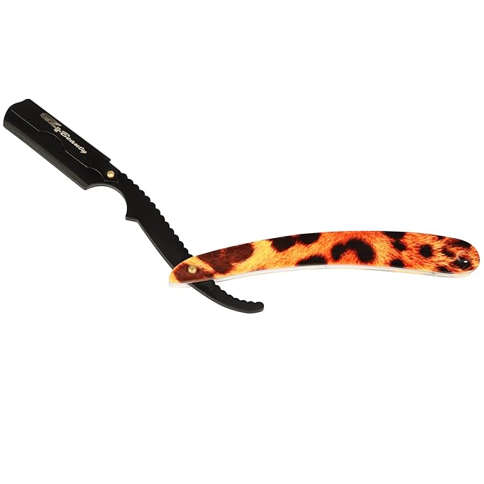 G4 Vision Stainless Steel Straight Edge Barber Shaving Razor with Blade for Close Shaving Men Folding Replaceable Blades (Tiger)
