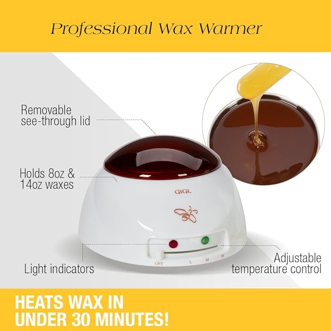 Gigi Brazilian Waxing Kit for Women - Hair Removal Wax Kit with Wax Warmer, Hard Wax, Pre & Post Wax Care, & Applicator Sticks - Ideal for Bikini & Intimate Areas
