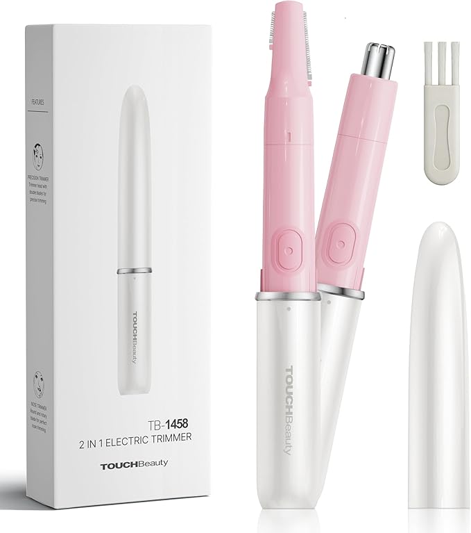 TOUCHBeauty Hair Trimmer for Face Eyebrow Nose Ear Body Hair Trimming, All in ONE Hair Remover for Women & Men Dual Blades Shaver Battery Powered TB-1458