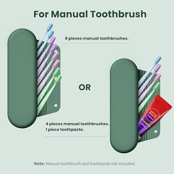 Silicone Electric Toothbrush Travel Case, Manual Toothbrush Travel Cover for Men and Women,Toothbrush for Travel,Gym and More, Fits Most Manual and Electric Toothbrushes - Midnight Green