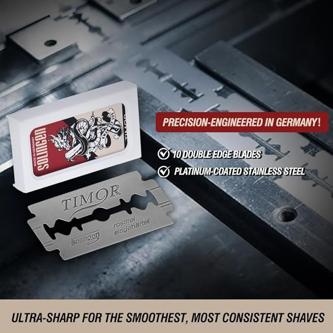 German Solingen Double Edge Razor Blades，1 Count Safety Platinum Shave(Pack of 10)