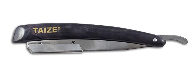 TAIZE - Straight Edge Razors -Professional Barber-Percent Stainless Steel Black Marble - 5''