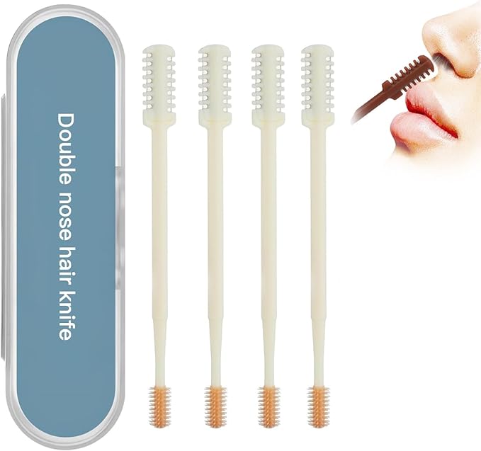 New 2026 Upgraded Staggered Blades Nose Hair Trimmer - Pain-Free & Efficient Nostril Hair Remover for Men and Women, Manual 360°Rotation with Soft Cleaning Brush (3-Pack) White