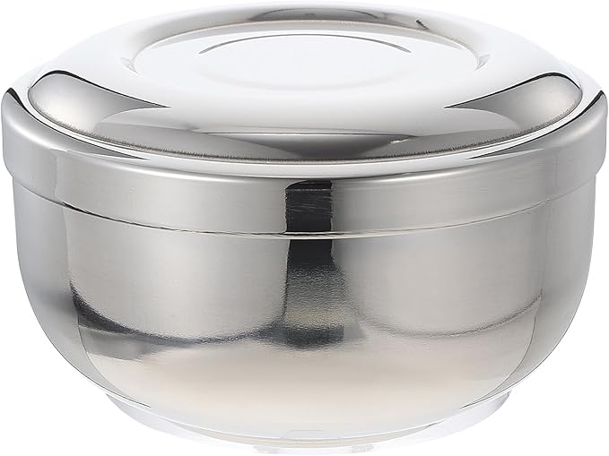 Cabilock Stainless Steel Lidded Shaving Soap Bowl Sturdy Male Shaving Accessory for Foam Building Cover for Men’s Grooming