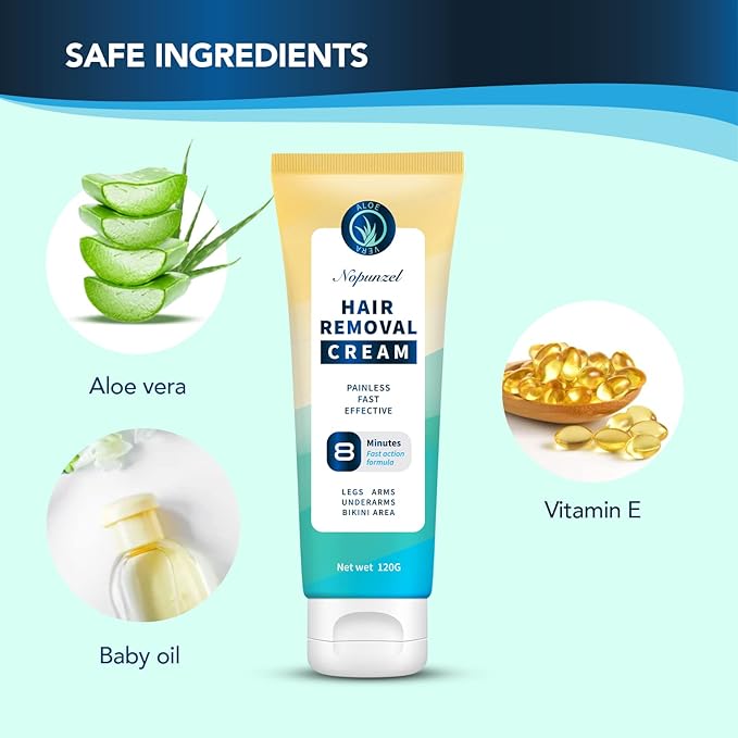 Hair Removal Cream: Hair Remover for Women and Men - Sensitive Intimate Hair Removal - Painless Depilatory Cream - Private Areas Pubic Areas Bikini Body Legs Arms Underarms - All Skin Types - 120g