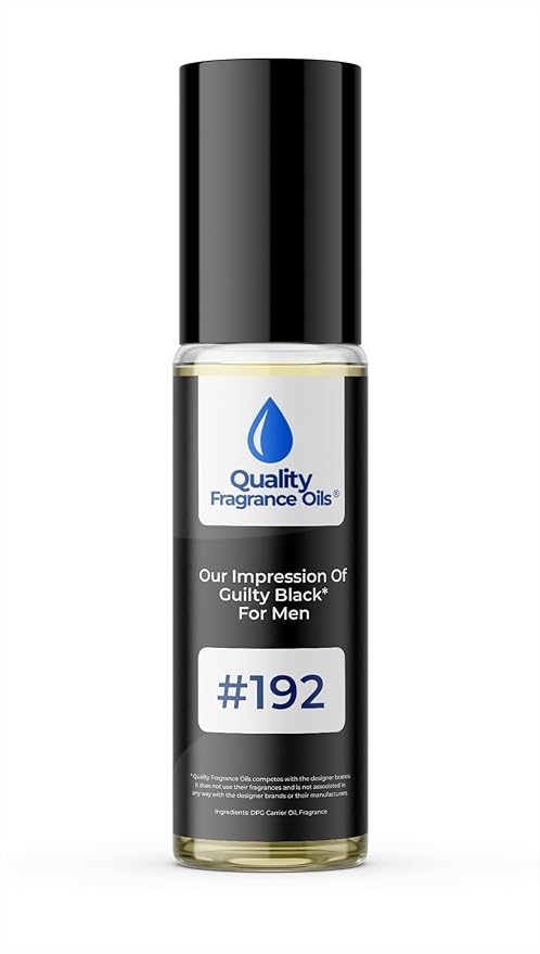 Quality Fragrance Oils' Guilty Black for Men Impression #192 | Long-Lasting Perfume Oil, Alcohol-Free, Strong Scent, 10ml Roll-On | Affordable Alternative to Designer Fragrances