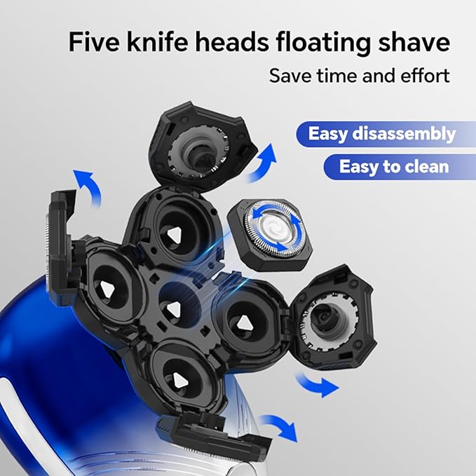 Head Shaver for Bald Men - Electric Rotary Razor Rechargeable - Waterproof 5D Bald Head Shavers 9500 RPM High Speed Fast Shaving Beard Trimmer Type-C Charge for Scalp Face Beard Close Shave