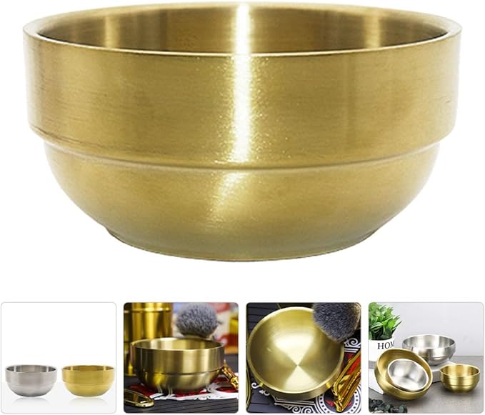 PRETYZOOM Stainless Steel Men’s Shaving Soap Bowl Foaming Bubbling Bowl for Home and Barber Use, Gold Shaving Bubbling Vessel for Facial Cleansing and Beard Care