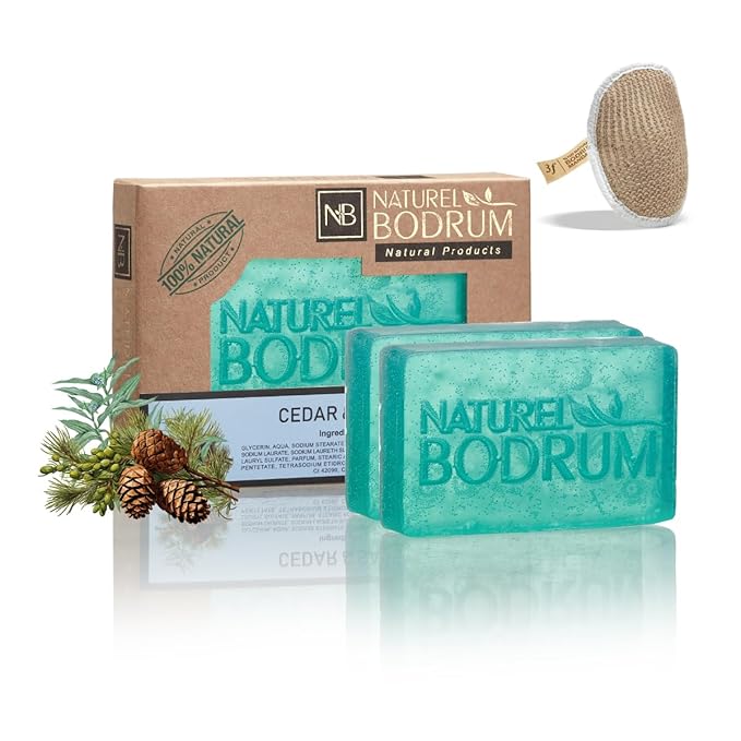 Cedar Sage Organic Soap Bar for Women & Men, Pack of 2 Glycerin Soap Bars - Skin Repair & Pore Cleansing Facial & Body Bar Soap with Vitamins C&E - Natural & Vegan Spa Gift, for All Skin Types