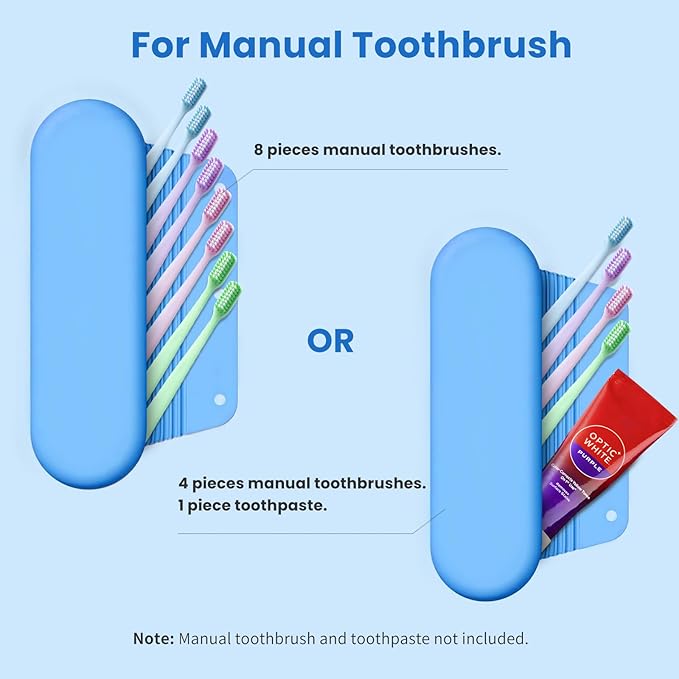 Silicone Electric Toothbrush Travel Case, Manual Toothbrush Travel Cover for Men and Women,Toothbrush Holder for Travel,Gym and More, Fits Most Manual and Electric Toothbrushes - Sky Blue