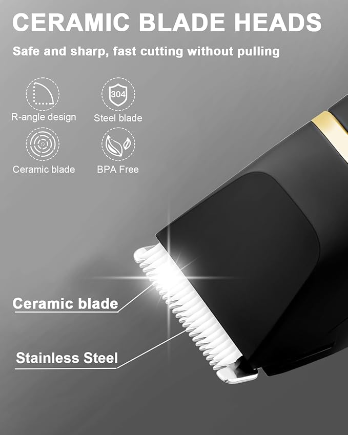 AREYZIN Body Hair Trimmer Men: Manscape 3 in 1 Electric Razor, Hair Trimmer for Body Groomer,Beard, Nose/Ear Hair,USB-C Replaceable Dock Ceramic Blade Heads