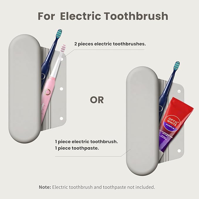 Silicone Electric Toothbrush Travel Case, Manual Toothbrush Travel Cover for Men and Women,Toothbrush Holder for Travel,Gym and More, Fits Most Manual and Electric Toothbrushes - Stone