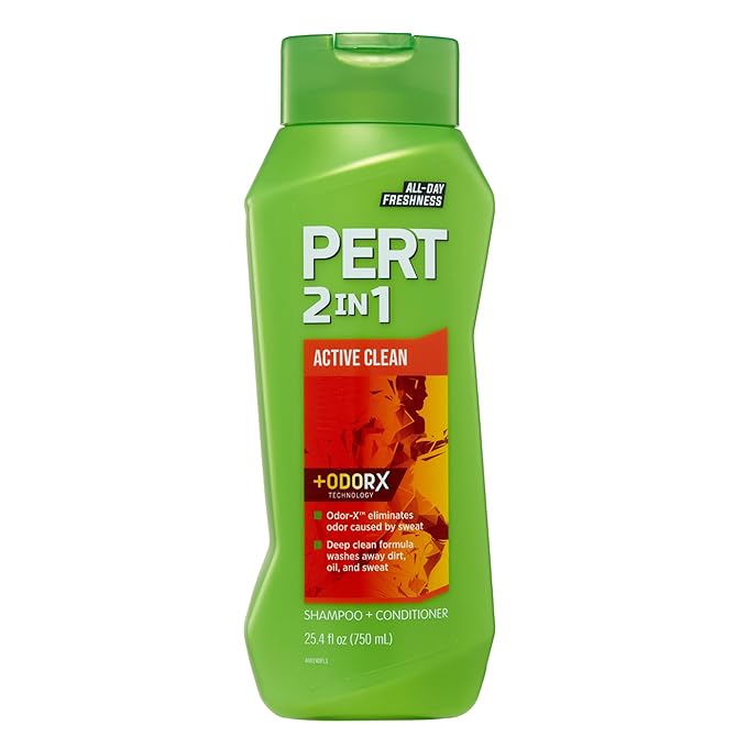 PERT 2 in 1 Active Clean Shampoo and Conditioner - Deep Clean with Odor Elimination Technology - Leaves Hair Manageable and Fresh All Day - 25.4 oz
