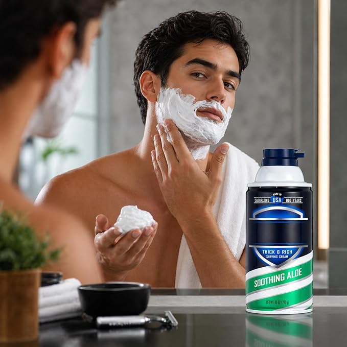 Men’s Shaving Cream with Aloe, 10 oz, Classic Shave Cream for Daily Grooming, Smooth Lather for Easy Razor Glide