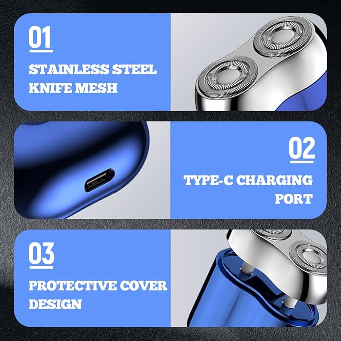 2026 New Upgrade Pocket Shaver USB Mini Shavers for Men, Rechargeable Electric Mini Portable Razor, Washable Double Head Razor, Waterproof Compact Electric Shaver for Home, Car, Travel (Sliver)