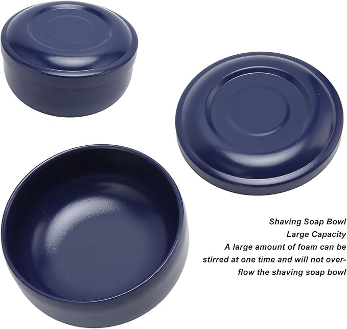 Brrnoo Men Shaving Soap Bowl with Lid, Shaving Bowl for Shaving Cream, Wet Shaving Kit Addition, Dark Blue Shaving Soap Cream Bar with Cover