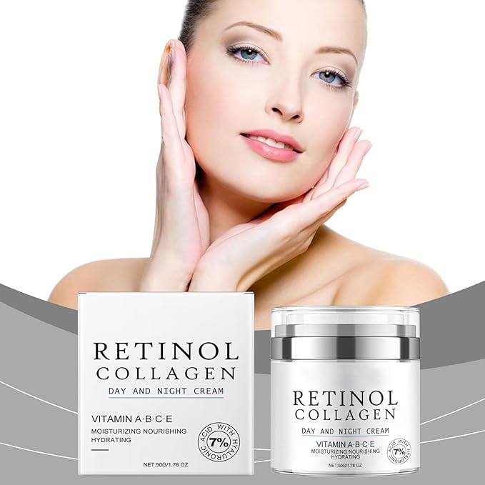 Retinol Collagen Anti-Aging Moisturizer, Hydrating Wrinkle Smoother with Vitamin C & E, Daily Facial & Neck Firming for Women & Men