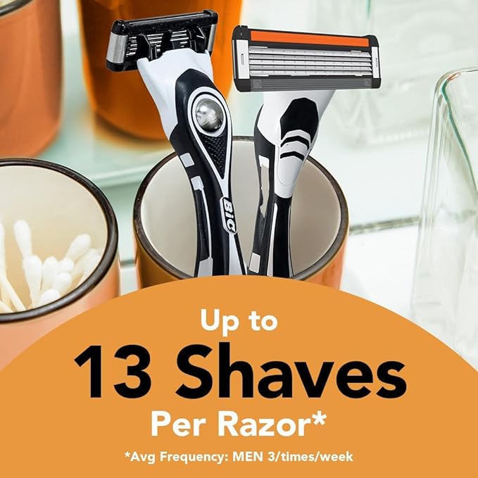 BIC Flex 5 Refillable Razors for Men, Long-Lasting 5 Blade Razors Refills for a Smooth and Comfortable Shave, 12 Razor Cartridges