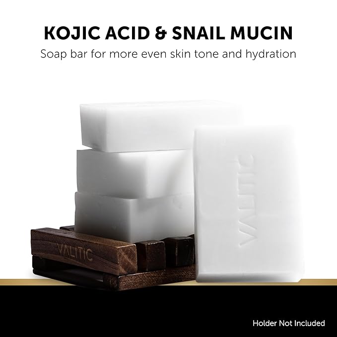 VALITIC Snail Mucin Cleanser Soap Bar with Turmeric and Kojic Acid Dark Spot Corrector – Anti Aging and Purifying Skin Care Snail Secretion for Intense Hydration and Moisturization – 2 Pack