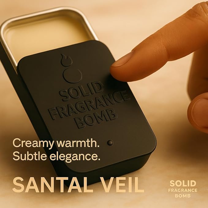 – Premium All-Natural Solid Cologne for Men & Women | Long-Lasting, TSA-Safe, Alcohol-Free, Halal, Handmade Travel Fragrance Balm (Santal Veil)
