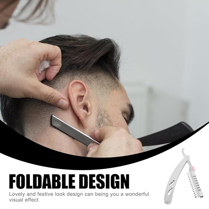 Vintage Manual Straight Razor for Men Foldable Hair Cutting Razor Beard Shaping Tool Eyebrow Trimmer for Salon and Home Use