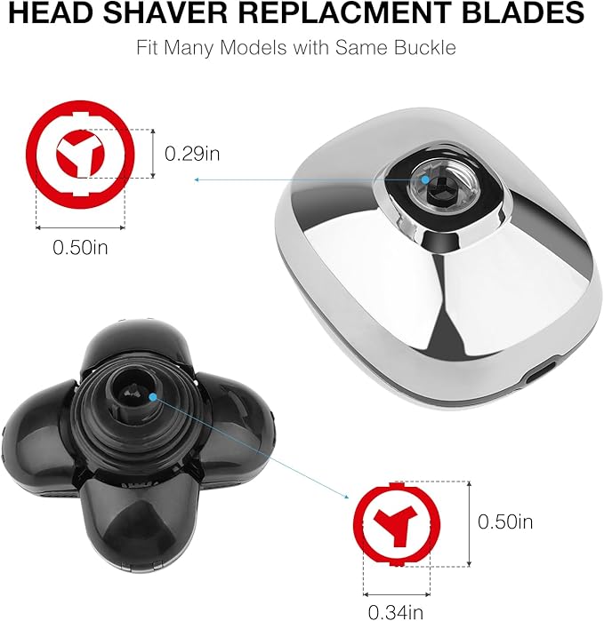 Universal 2pcs 5 Blades Shaver Replacement Heads Compatible with Freebird Freedom Bird and More Shaver 5 Blades Replacement Heads with Easy Clean Brush Blade Cover